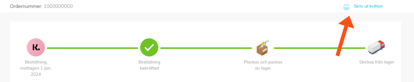 Skriv ut kvitton steg