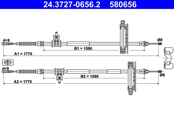 ATE Handbromsvajer 24.3727-0656.2 - Ford - Focus