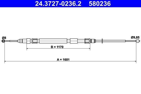ATE Handbromsvajer 24.3727-0236.2 - BMW - E60, E61 xdrive, M5 e60