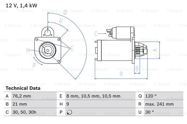 Startmotor Bosch - BMW - E39, E36, E30, E34, Z3, E38 - OE 12411735400,12411739273,12411726463,12411740378,12411715238