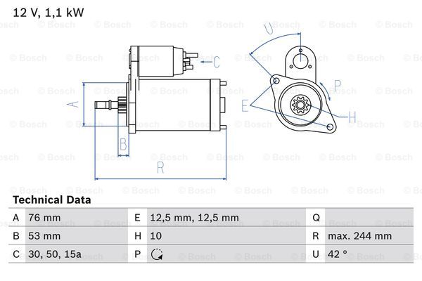 Startmotor Bosch - VW - Passat, Golf ii, Corrado. Seat - Toledo - OE 02A911023E,02A911023EX,02A911023D,02A911023DX