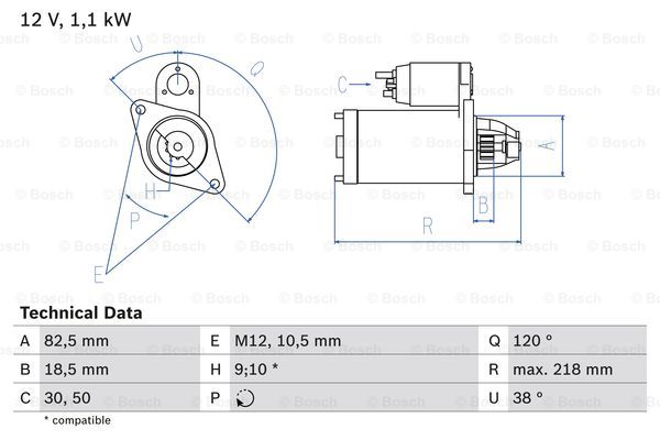 Starter 1628 - Saab - 9-3, 9-5. Opel - Astra, Vectra, Kadett, Rekord, Omega, Frontera, Calibra. Daewoo - Espero