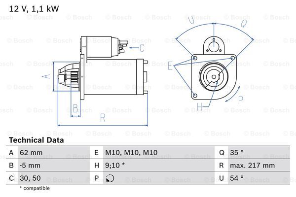 Startmotor Bosch - Fiat - Peugeot - Citroen
