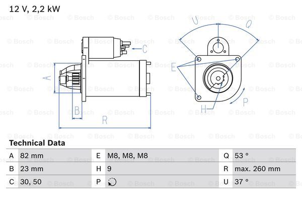 Startmotor Bosch - Fiat - Ducato - OE 130019808,1300198080,K1300198080,5802V4