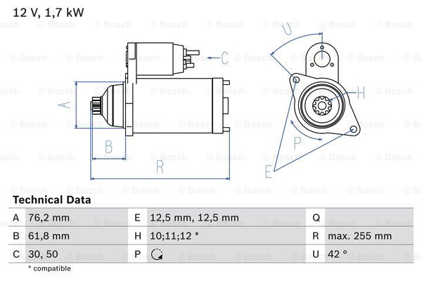 Startmotor Bosch - VW - Skoda - Audi - Seat