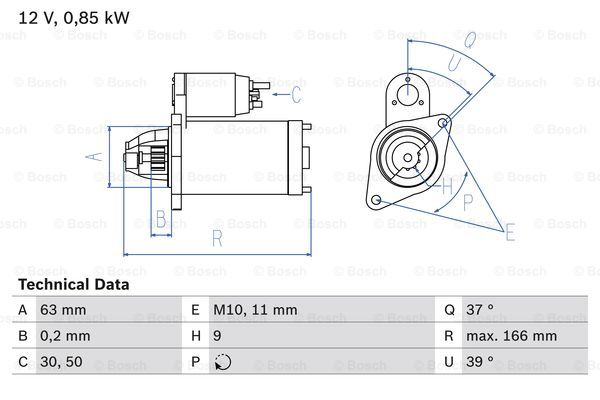 Startmotor Bosch - Renault - Clio, Twingo. Dacia - Sandero, Logan. Nissan - Kubistar - OE 2330000QAY,7701499651,8200369521