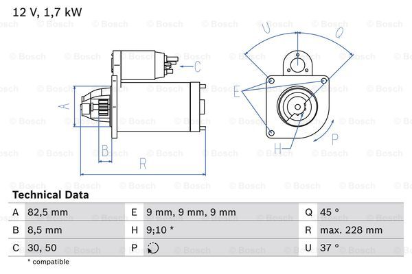 Startmotor Bosch - Saab - Opel - Fiat - Alfa romeo - Lancia