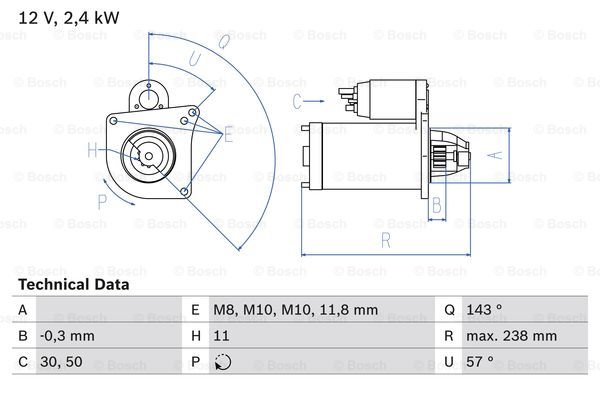 Startmotor Bosch - Renault - Laguna - OE 8200628429,8200460883