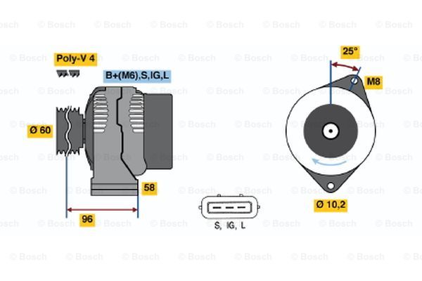 Generator Bosch - Toyota - Corolla, Starlet - OE 2706011340,2706011270,2706011281,2706011280,2706055070,2706011170