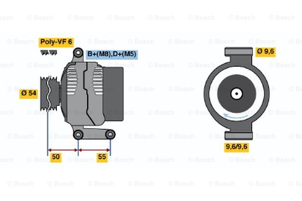 Generator Bosch - Opel - Astra, Corsa, Combo, Meriva. Fiat - 500, Doblò, Strada, Punto, Panda, Fiorino, Grande punto, Punto evo, Idea