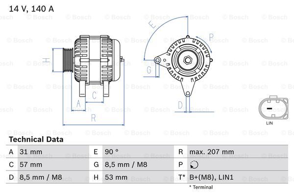 Generator Bosch - VW - Skoda - Audi - Seat - OE 04C903021A,04C903023K,04C903023M