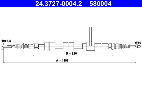 ATE Handbromsvajer 24.3727-0004.2 - Alfa romeo - 156, Crosswagon, Gt