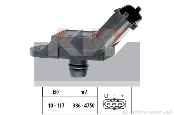 MAP-Sensor KW - Fiat - Doblò, Punto, Grande punto, Punto evo, Idea, Linea. Lancia - Thesis - OE 77363792,77364146,46769979