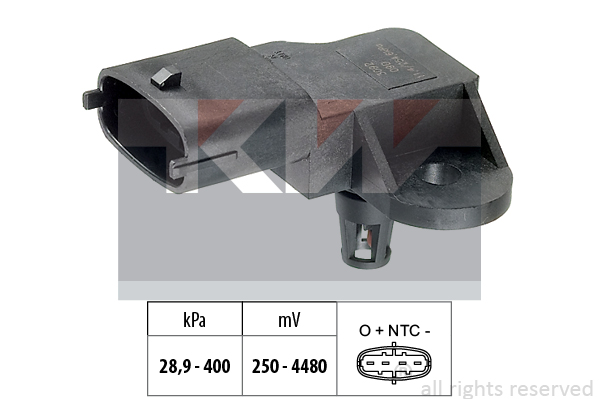 Sensor, ladetrykk MAP - Volvo - V70, V60, Xc60, V40, Xc70, V90, Xc40, S60, Xc90, S80, S90