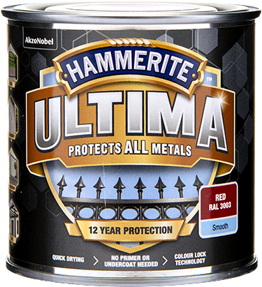 Hammerite Hammarlack - Ultima Röd 250 ml - Rostskyddsfärg / Metallfärg