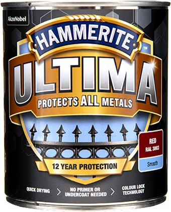 Hammerite Hammarlack - Ultima Röd 750 ml - Rostskyddsfärg / Metallfärg