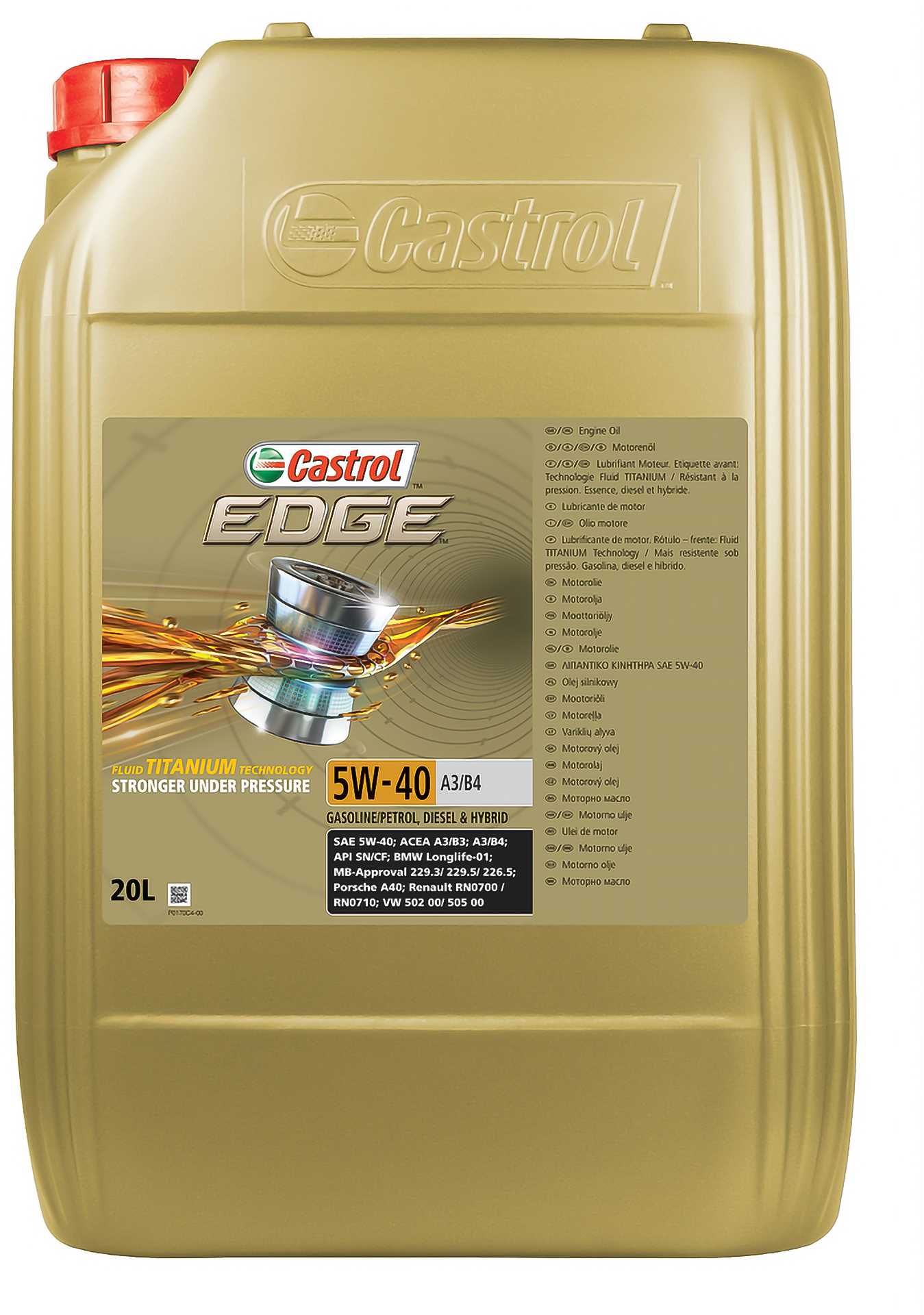 Castrol Edge A3/B4 5W-40 Motorolja Dunk 20 l - Motorolja - VW - Passat. Renault - Clio. Audi - A1, A1 quattro. Porsche - Panamera. Jaguar - Xk-serie