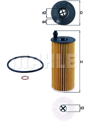 Mahle OX 404D Oljefilter – Filterinsats, diameter 53 mm, höjd 133.6 mm - Toyota - BMW - Mini