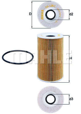 Mahle OX 128/1D oljefilter 65 mm Ø, 113 mm høyde - Porsche - Cayenne, Boxster, Cayman, Carrera, 911 996, 911 997