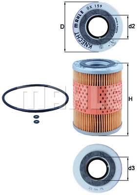 Mahle OX 159D oljefilter – filterinnsats – diameter 72 mm, høyde 99 mm - Opel - Vectra