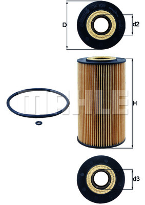 Mahle OX 169D oljefilter – filterinnsats – Ø83 mm, høyde 150 mm - Mercedes - W211, W163, W220, W463