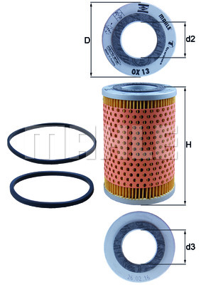Mahle OX 13D oljefilter – filterinnsats, høyde 108 mm, ytre Ø 69,8 mm,