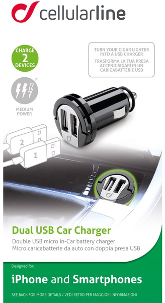 Cellularline Billaddare Dubbla USB-portar 10 W