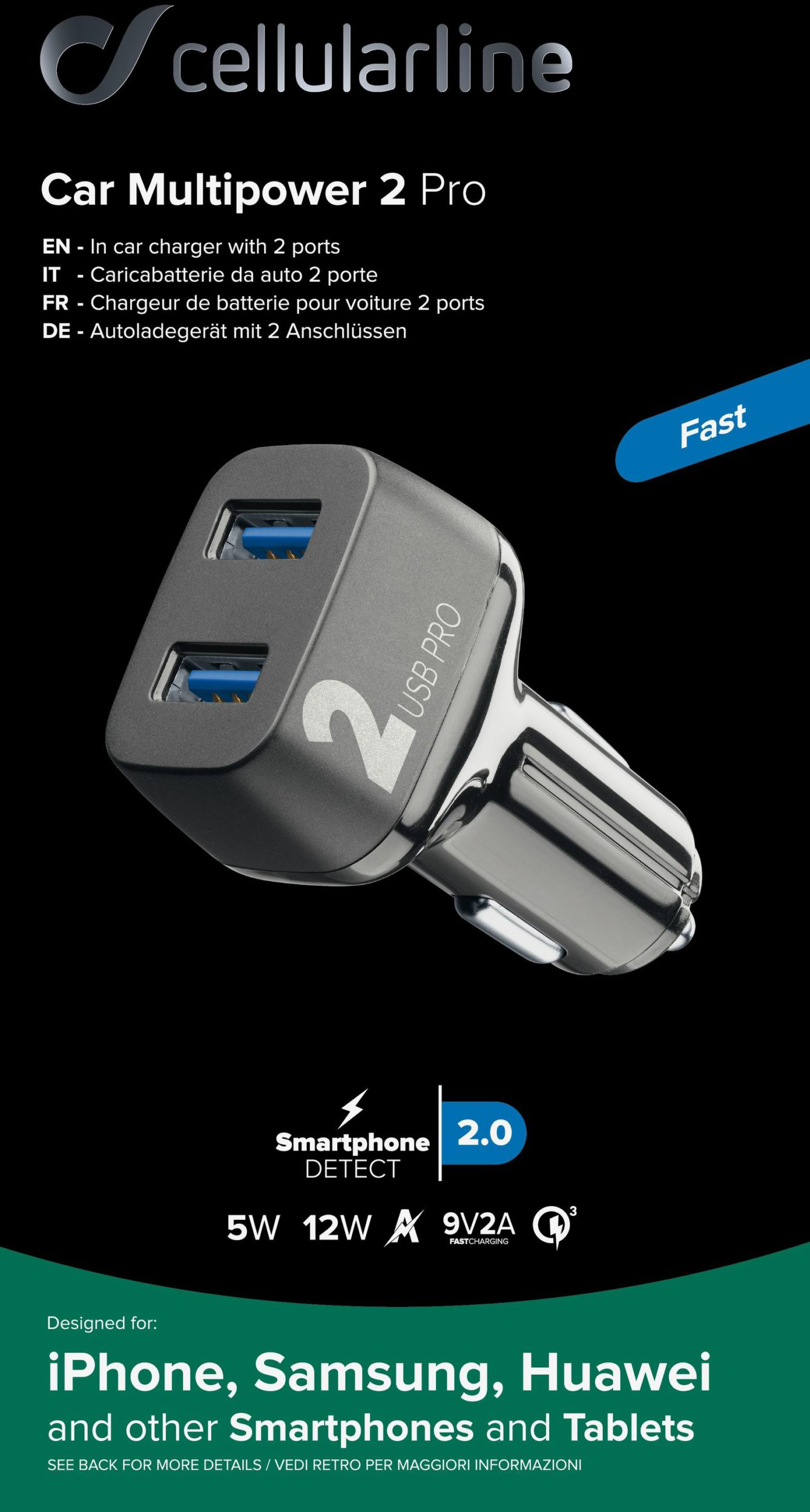 Cellularline Billader Dual USB-porter 2.0 12 W