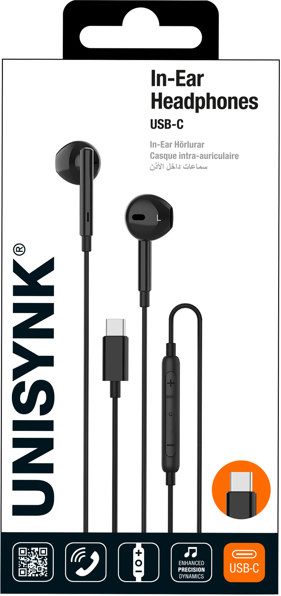 Unisynk In-Ear øretelefon USB-C - Svart
