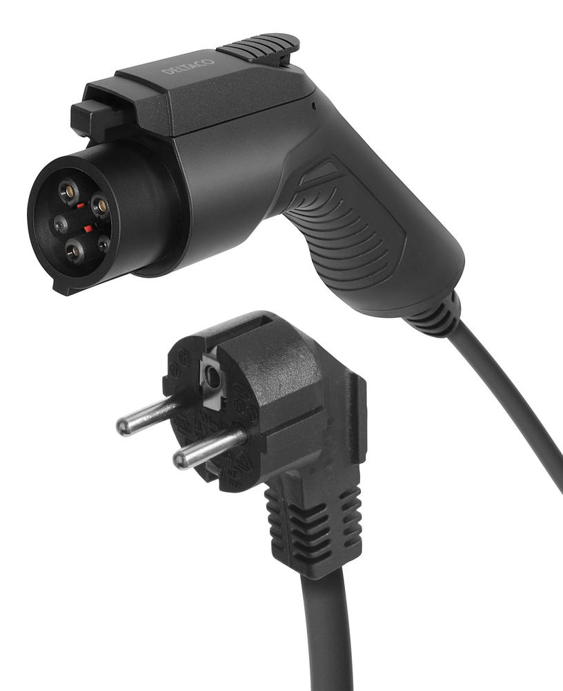 Deltaco e-Charge (3.6 kW / 16 A) Schuko til Typ 1 - Ladekabel 5 meter