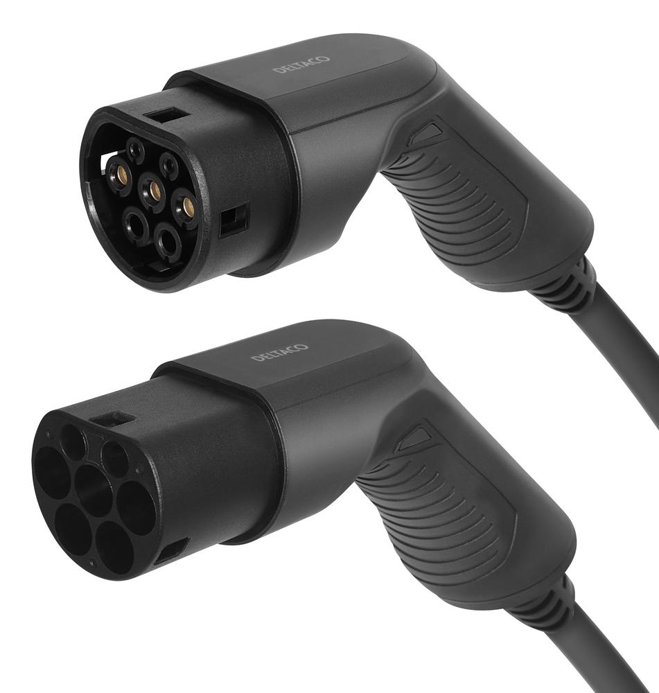 Deltaco e-Charge (22 kW / 32 A) Typ 2 til Typ 2 - Ladekabel 7 meter - Tesla - Renault - Nissan
