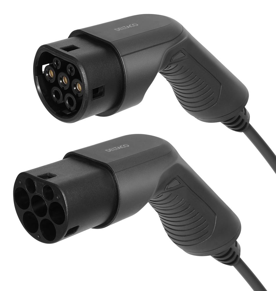Deltaco e-Charge (3.6 kW / 16 A) Typ 2 til Typ 2 - Ladekabel 3 meter - Volvo - VW - Kia - Skoda - Audi - Ford - Mitsubishi - Citroen