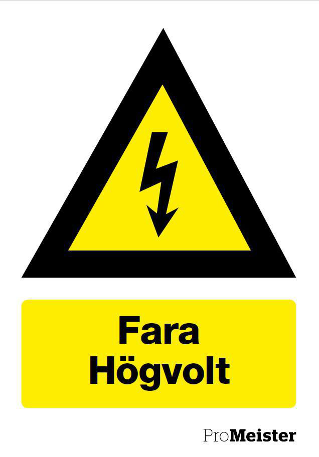Varningsskylt Högvolt Tool Connection