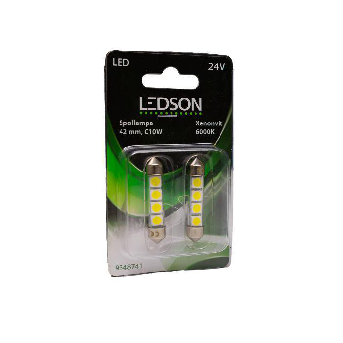 Lampa, C5W 24V LED Vit 42 mm, 2-pack Ledson