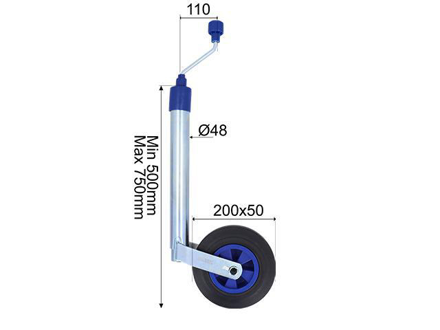 Stödhjul med plastfälg Ø48mm, 150kg Valeryd