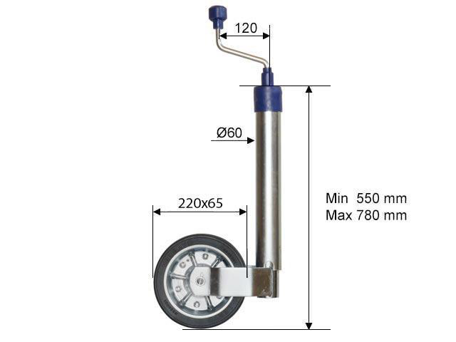 Stödhjul stålfälg Ø60mm 250kg Valeryd