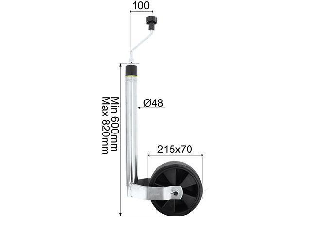 Stödhjul plastfälg Ø48mm 125kg Kultrycksindikator Valeryd