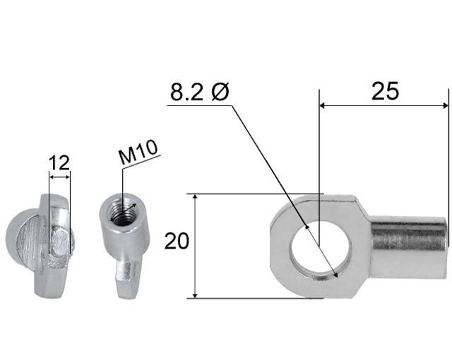 Festeøye før gassfjærer; L=25; M10