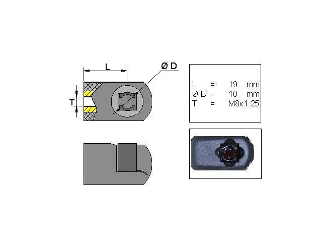 Kuleholder, Plast; L=19; M8