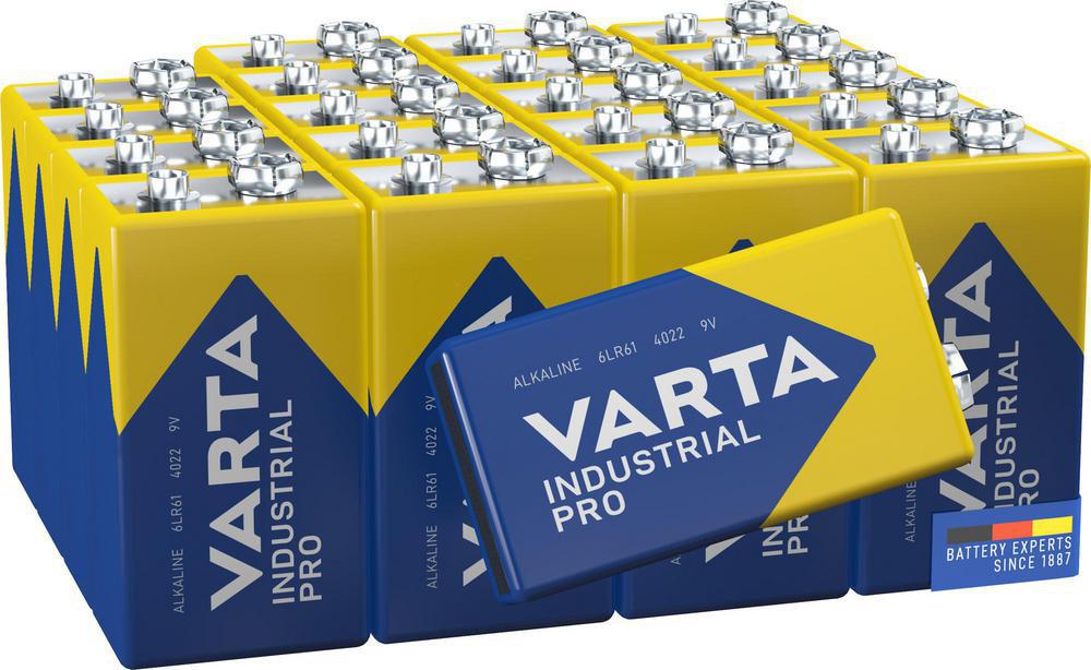 Industrial Pro, alkaliskt batteri, 9V Varta