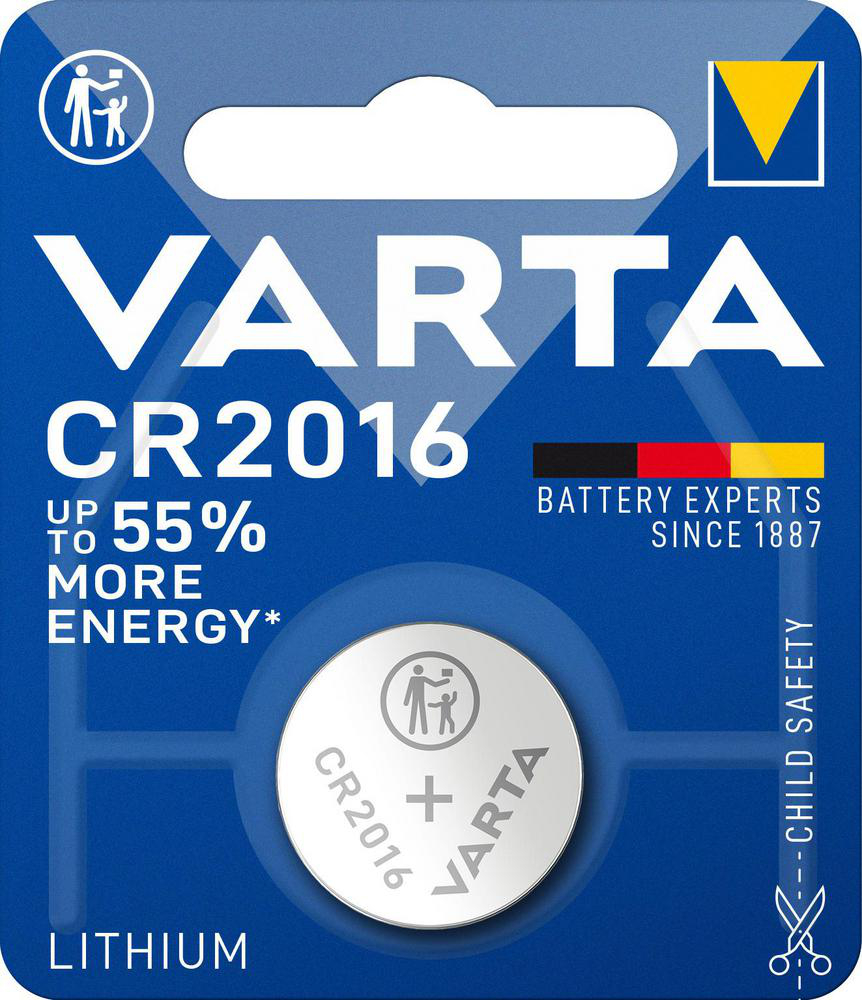Knappcellsbatteri CR2016 Litium Varta - Volvo - Toyota - Renault - Peugeot - BMW - Mitsubishi - Dacia - VW