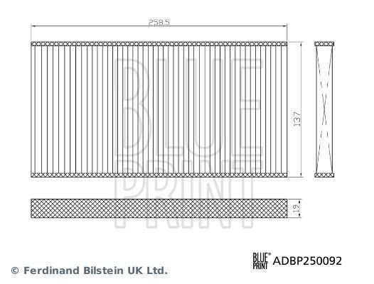 Kupéfilter aktivt kol Blue Print