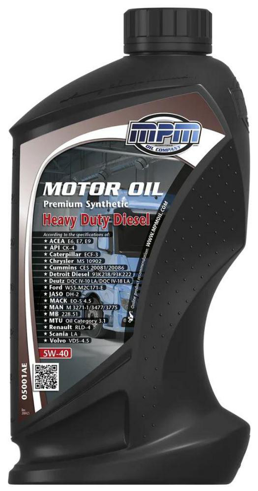 Motor Oil 5W-40 Premium Synthetic Heavy Duty Diesel MPM - Motorolje