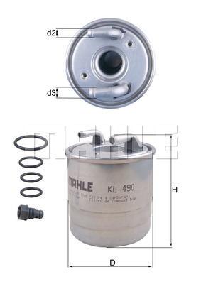 Bränslefilter Mahle, KL 490D - Mercedes - E-klass, W204, X204, W164, Cls-klass, W221, C218, W251, X164, Glk