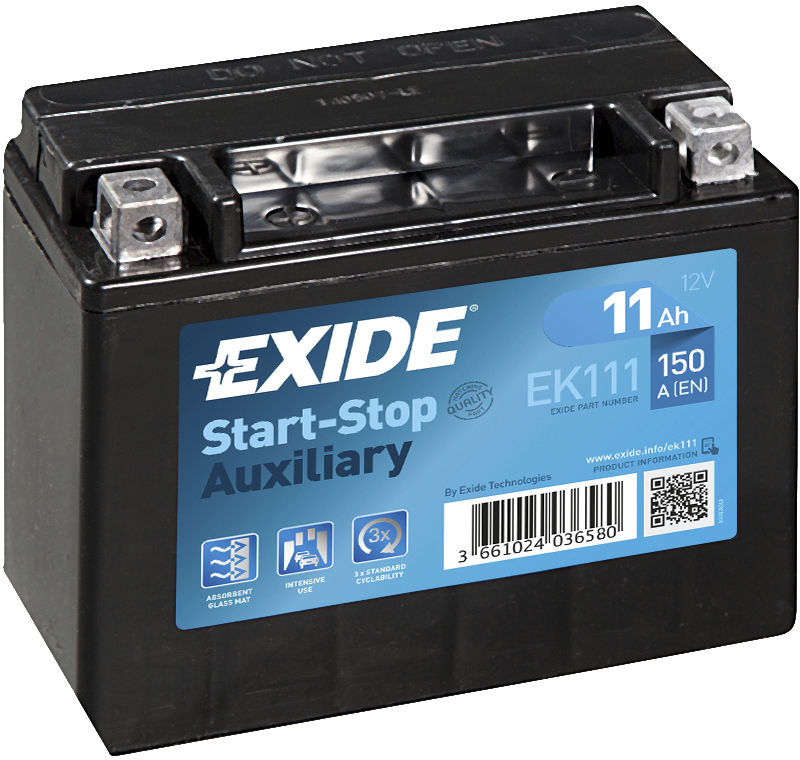 Exide Start-stop Auxiliary EK111 11 Ah - Bilbatteri / Startbatteri - Volvo V70, V60, Xc60, Xc70 - Mercedes E-klass, W205, Vito, Glc