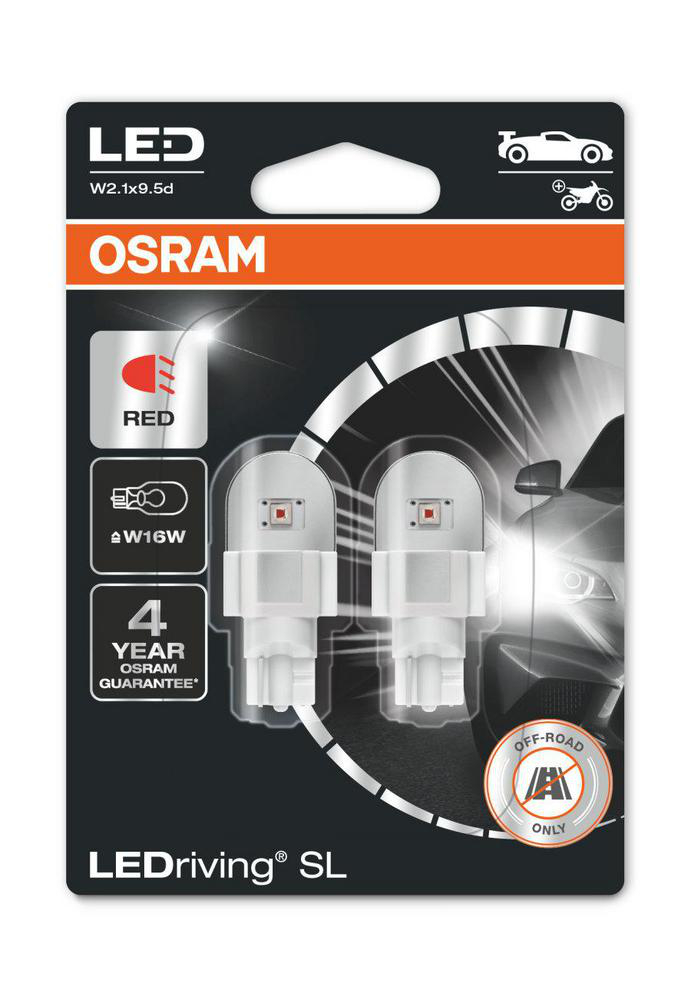 Lampa, LEDriving W16W LED Röd, 2-pack Osram