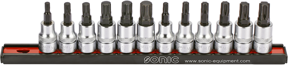 Hylssats 3/8" Spline M5-M12/Ribe M5-M10 Med Hållare 12-Delar Sonic