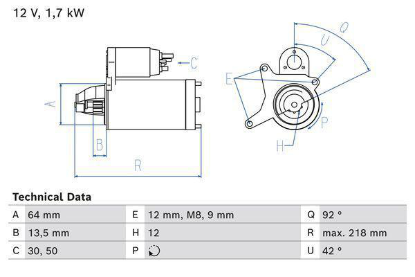Startmotor Bosch - Peugeot - Citroen - Opel - Ds