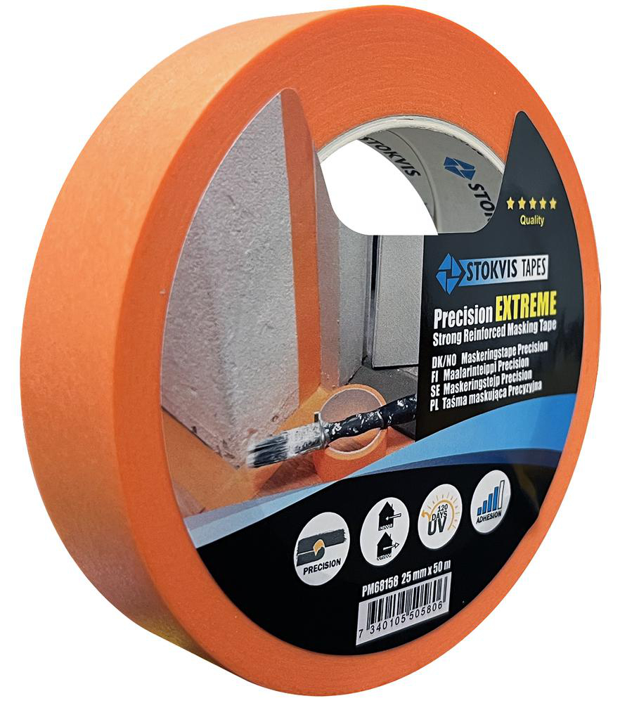 Maskeringstejp Precision Extreme, orange, 25mm x 50m Stokvis