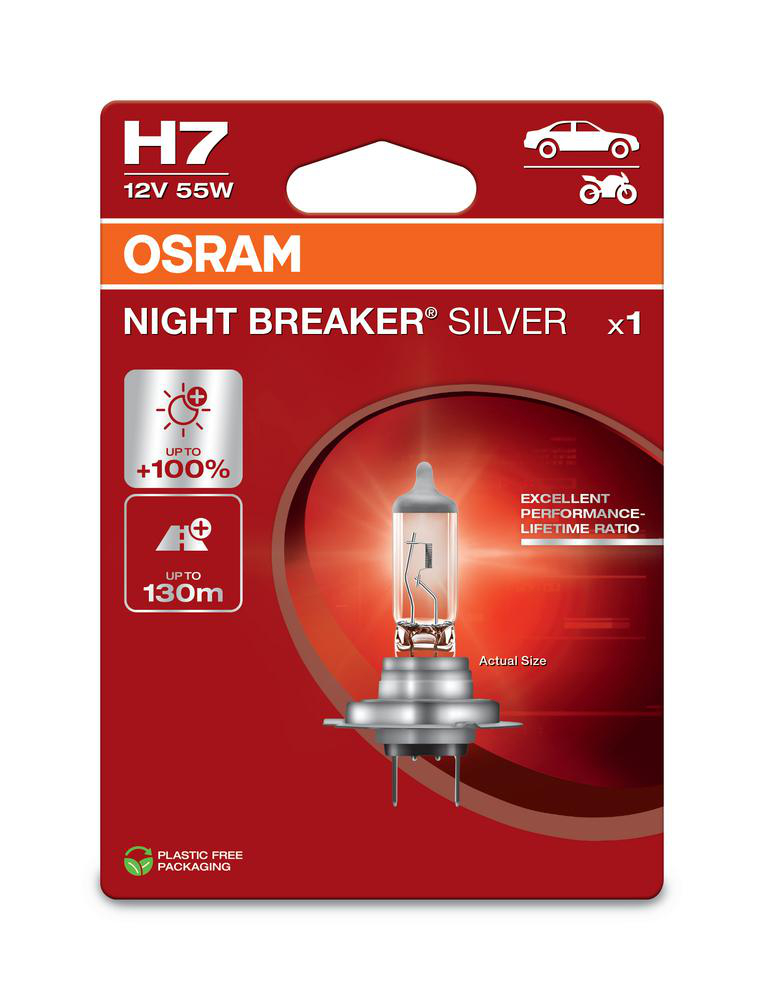 Halogenlampa H7 Night Breaker Silver Osram - Volvo - VW - Mercedes - Ford - Audi - Peugeot - BMW - Skoda